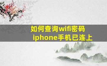 如何查询wifi密码 iphone手机已连上